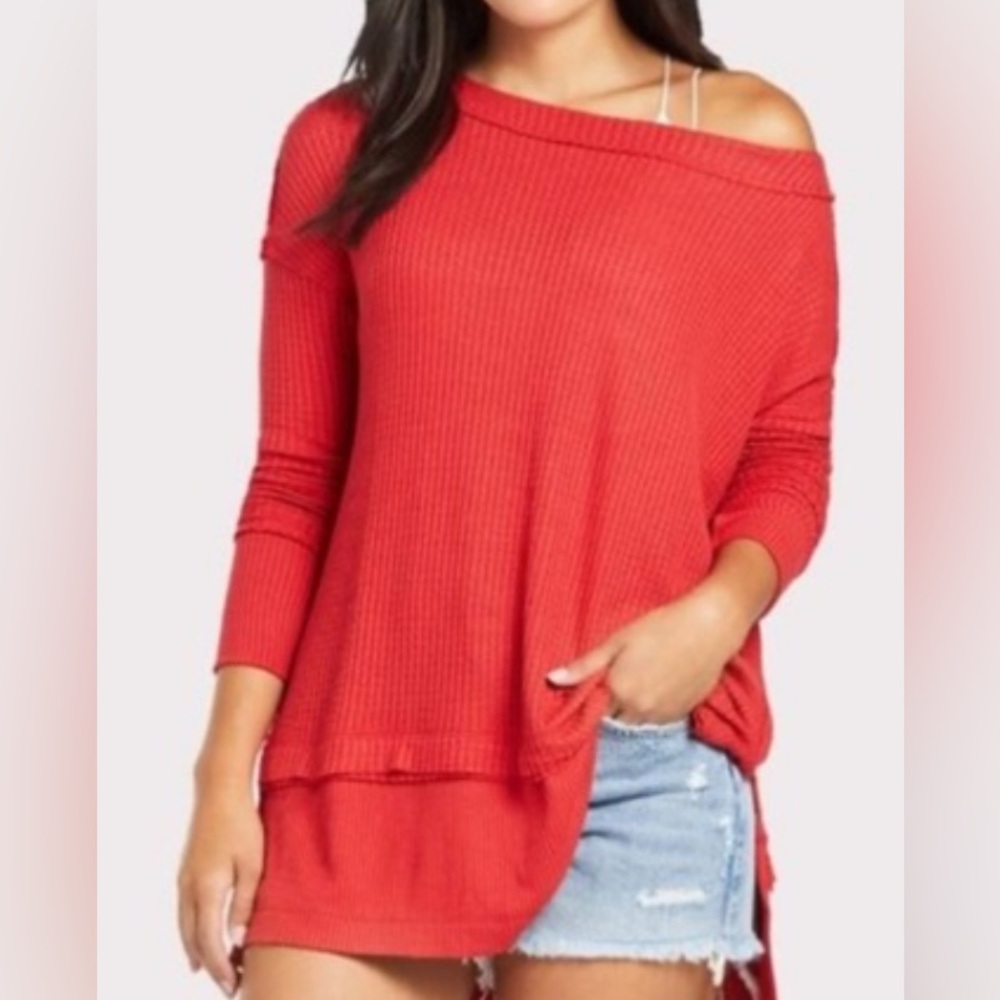 We the Free Free People North Shore Thermal Knit Oversized Boho Top.